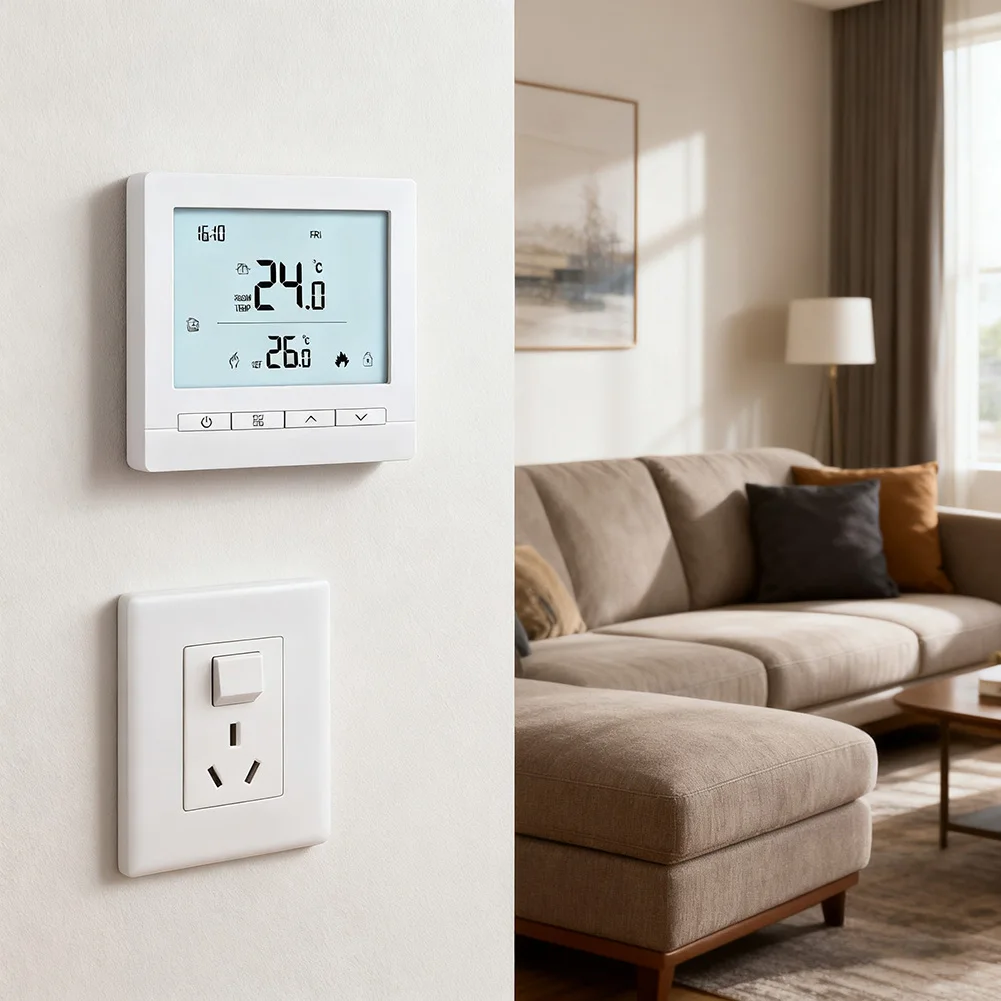 لأنظمة التدفئة التحكم عن بعد في درجة الحرارة للتدفئة المنزلية 8.6x8.6x2 سم أوضاع التحكم المتقدمة المتوافقة مع الغلايات