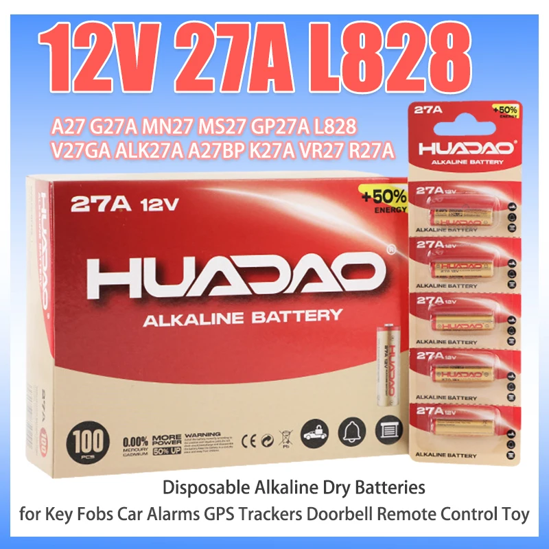 

Щелочная батарея A27 27A 12V G27A MN27 MS27 GP27A L828 V27GA ALK27A A27BP K27A VR27 R27A для дверного звонка, игрушка с дистанционным управлением