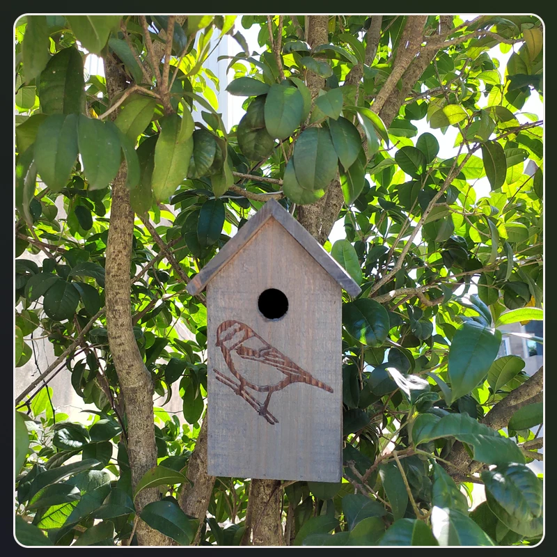 

Wooden bird nest bird cage hanging decorative courtyard sparrow pearl breeding box parrot small house starling bird house outdoo