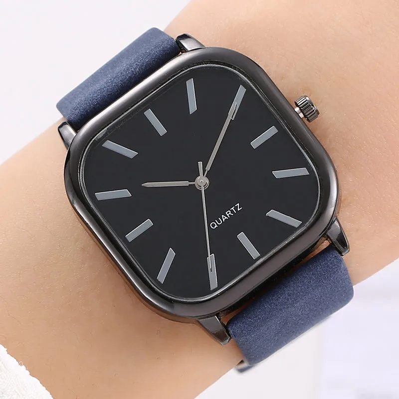 New Simple Leather Watch Men Women Quartz Wristwatch Fashion Elegant Square Dial Casual Watches Neutral Clock Exquisite Relojes