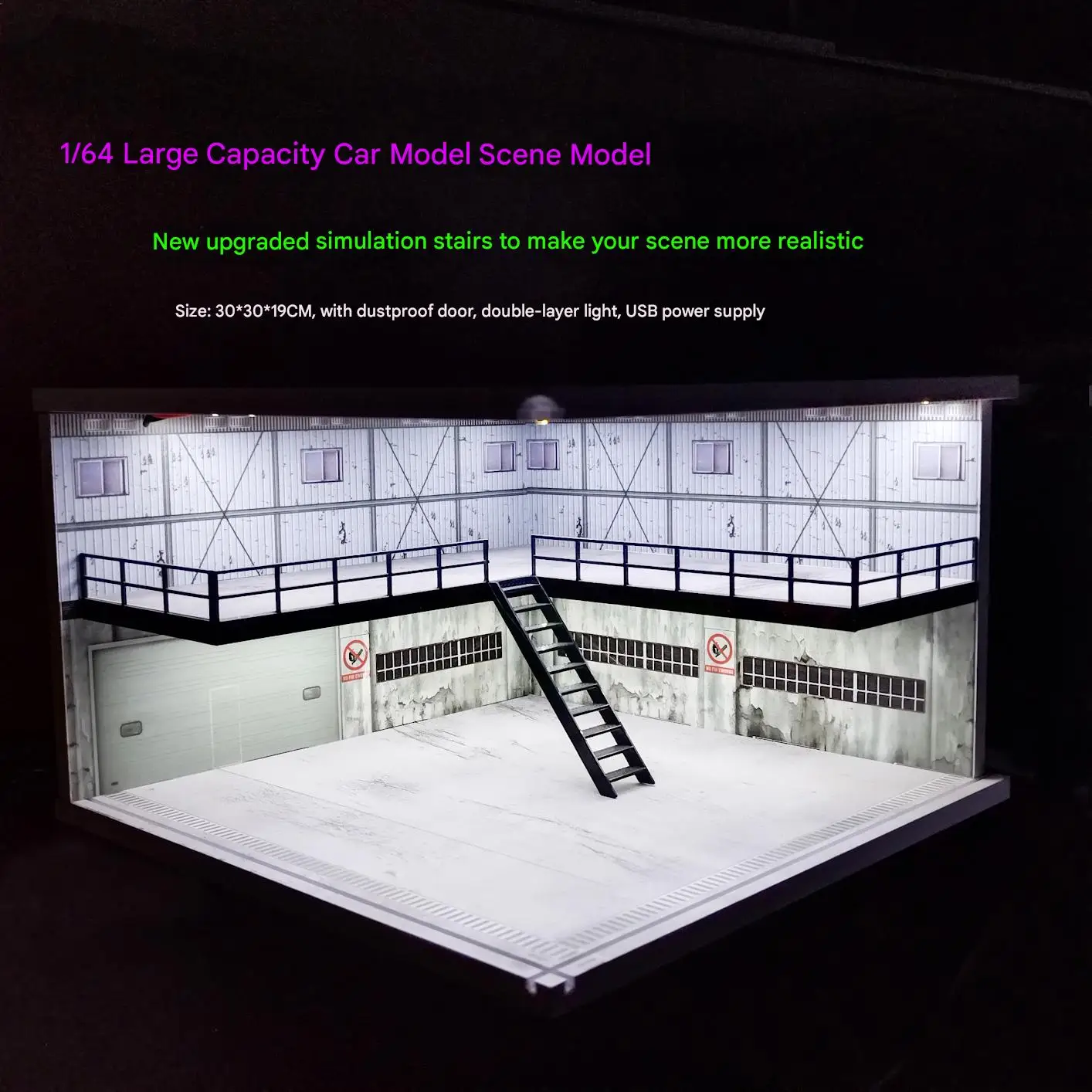 1/64 1/18 1/24 1/32 1/43 Scale Car Garage Diorama Models Set Scene LED Parking Lot Model for Matchbox Hot Wheels Collection