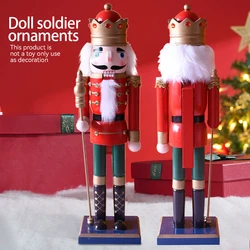 1PC Nutcracker Christmas Ornament Scepter King Style 50CM European Walnut Puppet Creative Home Creative Ornaments New Year Gift