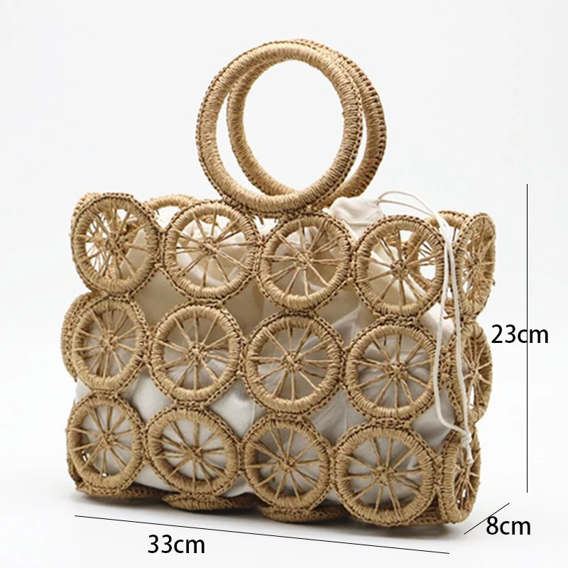 Fashion Rattan Hollow Straw Bags Wicker Woven Women Handmade Handbags Summer Beach Travel Shoulder Bags Casual Lady Bali Purses