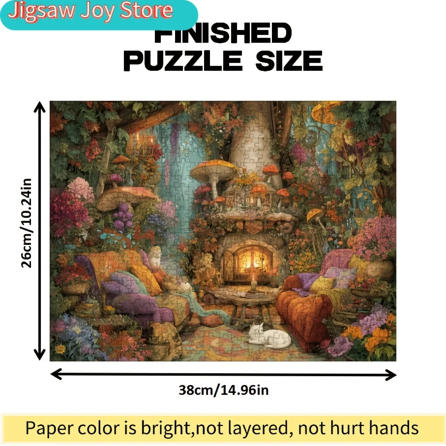 Mini Puzzle pour Adultes - Maison Champignon Chaleureuse - Jeu Amusant et Éducatif Décoration Murale pour la Maison Fête des Pères Anniversaire d'un Ami