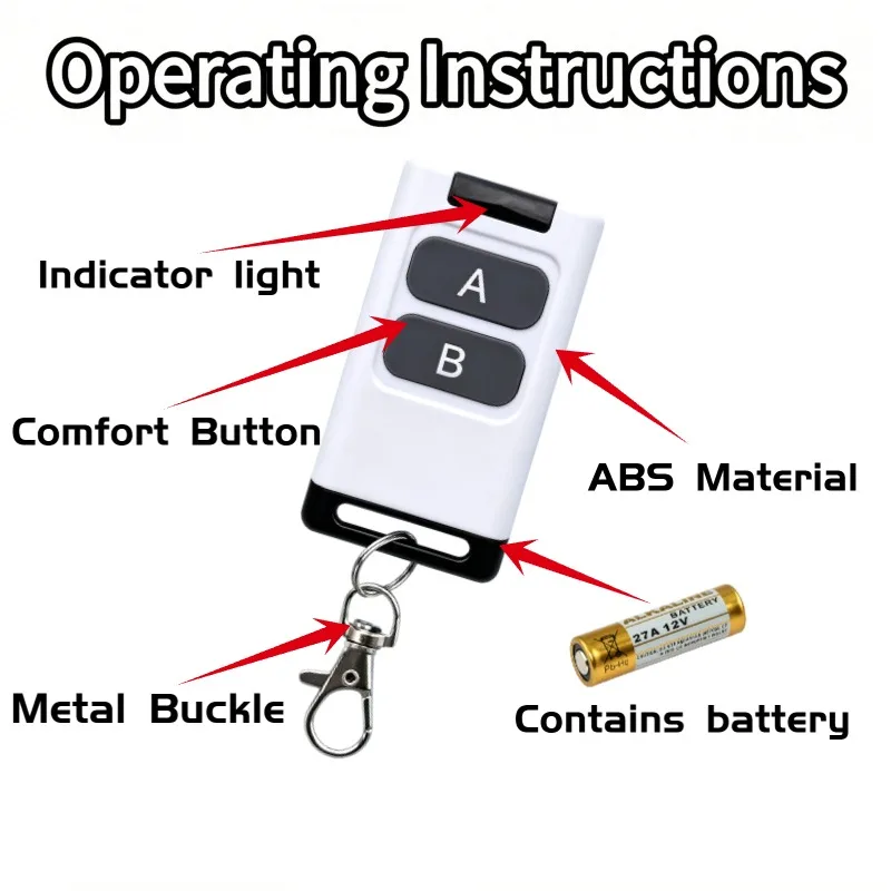 RF 433Mhz Wireless Remote Control Switch AC 72V-220V Relay Motor Water Pump Door Access System Wireless Switch Car Power