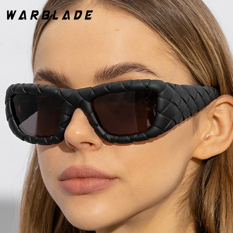 

Fashion Punk Big Weave Square Frame Women's Sunglasses Luxury Brand Men Sunglass Traveling Outdoor Fishing Goggles Female UV400