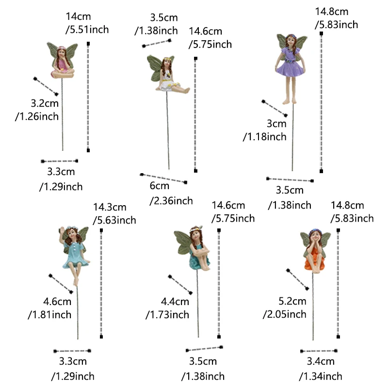 Fairy stake set:6PCS,Garden Fairy Sculpture Decoration Miniature Fairies Figurines for Pot Plants and Mini Garden outdoor Lawn D