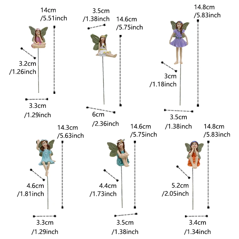 Zestaw wróżki: 6 szt., bajki ogrodowe rzeźbione dekoracyjne miniaturowe wróżki figurki dla rośliny doniczkowe i Mini ogród trawnik zewnętrzny D