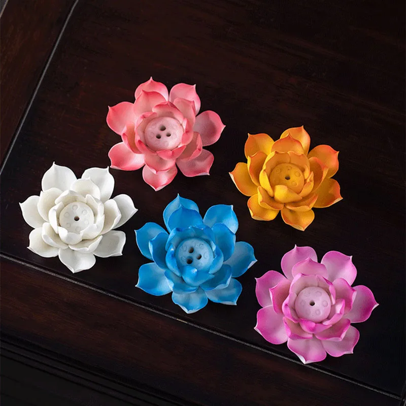 Handgefertigtes Weihrauchtablett aus Keramik mit Blumenfadenimitat – Aroma-Diffusor für Zuhause, Teestube, Lotusblatt-Basis, Buddha-Halle, Weihrauchbrenner – Detail 19