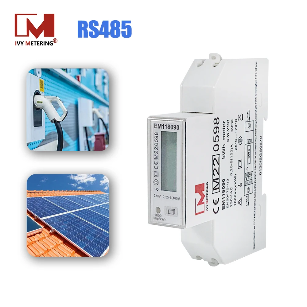 EM118089 EM118090 EM118091 230V 100A Single Phase RS485 medidor solar bidiremccional mid energy meter