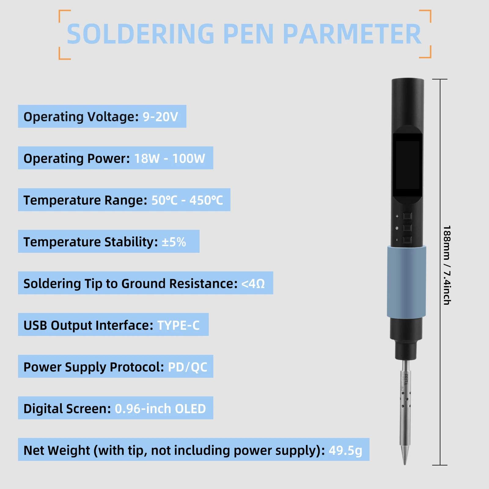 PTS200 Smart Mini Portable Soldering Iron Kit Welding Tool 100W Electronic Soldering Iron With Type-C Charger Solder Wire & Tips
