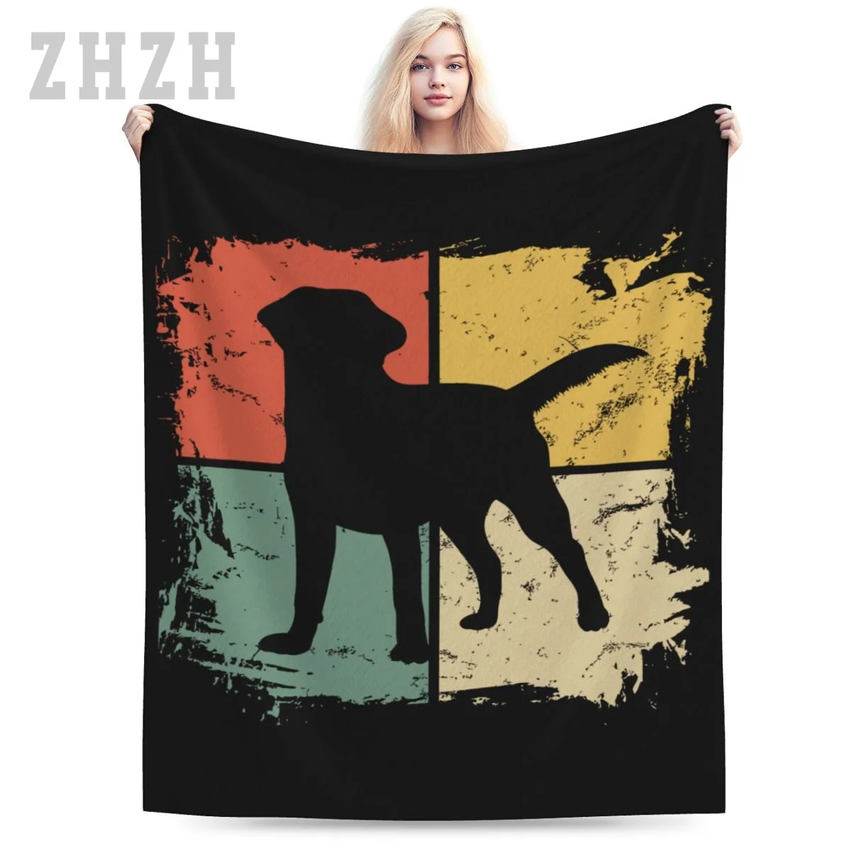 Blanket Square Retro Labrador Retriever Owner Gift Golden Black Lab Dad Mom Flannel Multifunction Camping Sofa Cover Keep Warm
