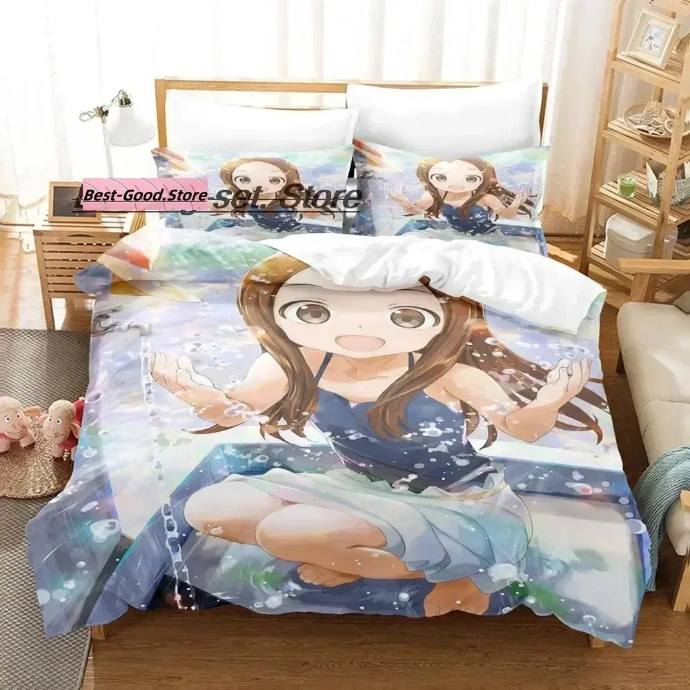 3D Teasing Master Takagi-san Bedding set Printed Duvet Cover Pillowcase Single Double Queen Super King Size Sets