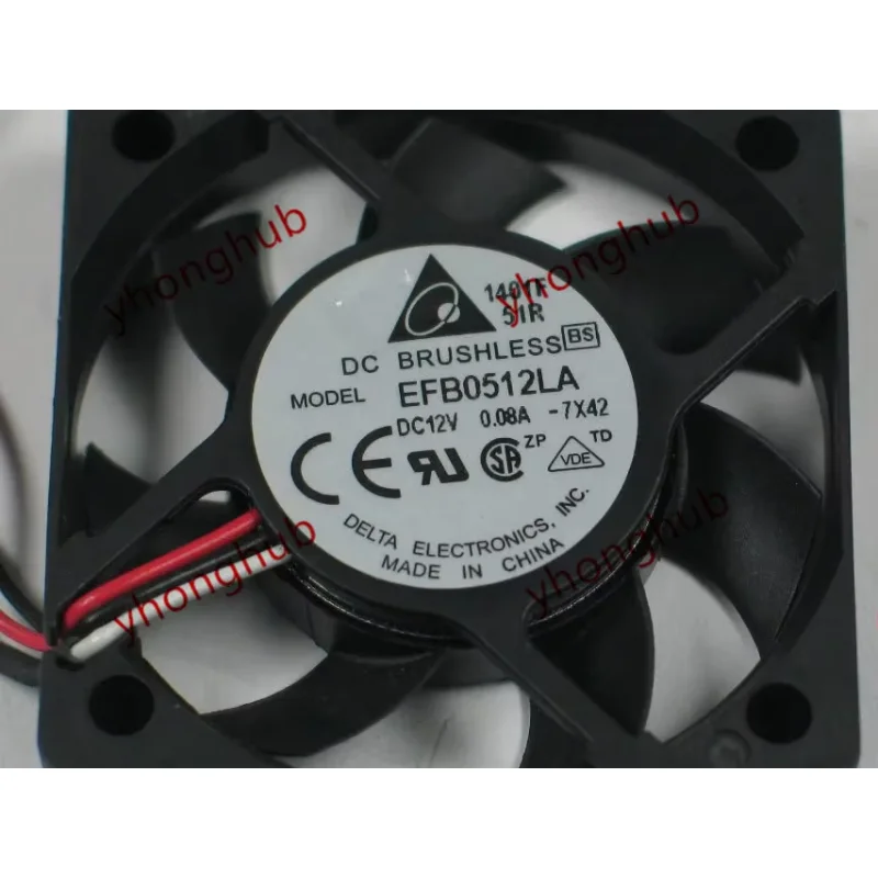 دلتا إلكترونيات EFB0512LA 7X42 DC 12V 0.08A 50x50x10mm مروحة تبريد الخادم
