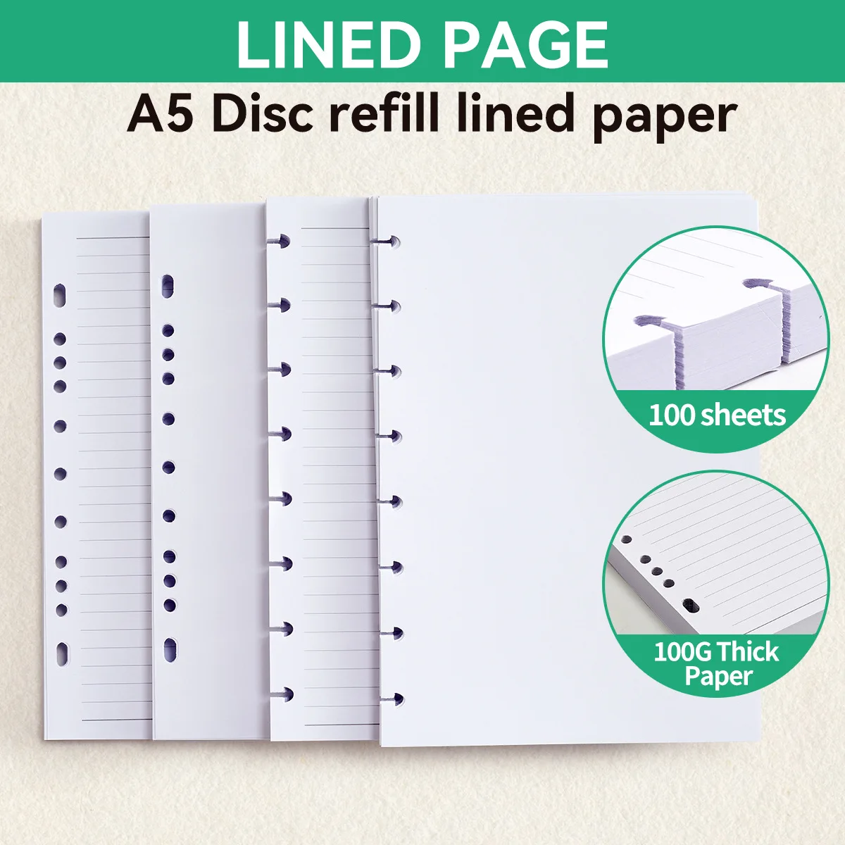 Imagem -02 - Linha a5 Papel de Folha Solta com Três Furos Seis Furos Sete Furos Página Interna em Branco Cogumelo Buraco Substituição Núcleo Página Interna