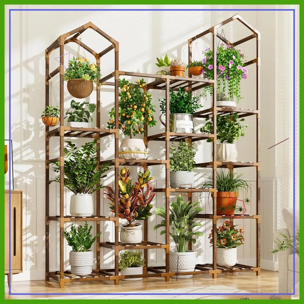 

Высокая деревянная подставка для растений на 15-21 горшок, угловая многоярусная полка для сада, балкона, патио, для использования в помещении и на улице