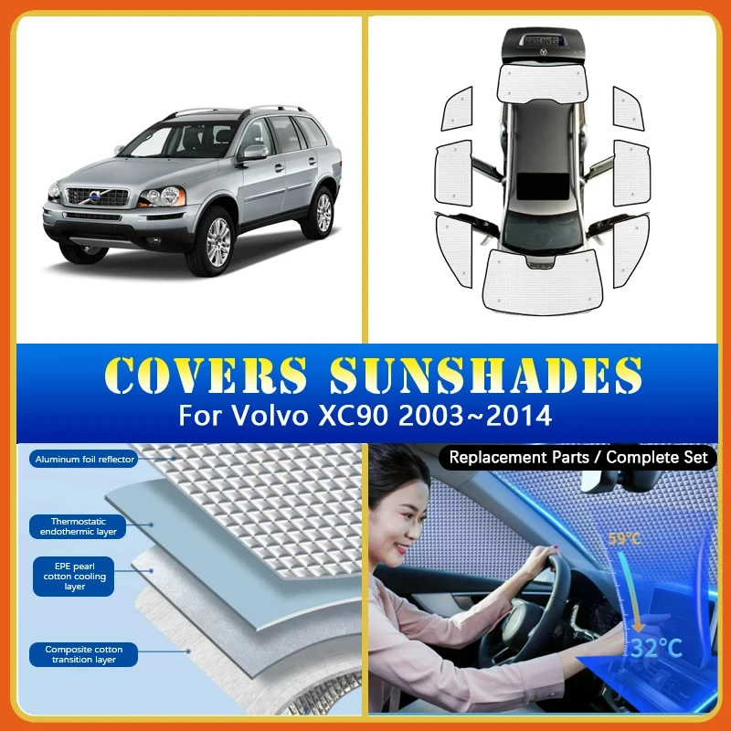 

Car Sunshade Cover For Volvo XC90 2003~2014 Sunproof Shades Sun Visor Sunscreen Window Coverage Summer Sunshades Auto Accessorie