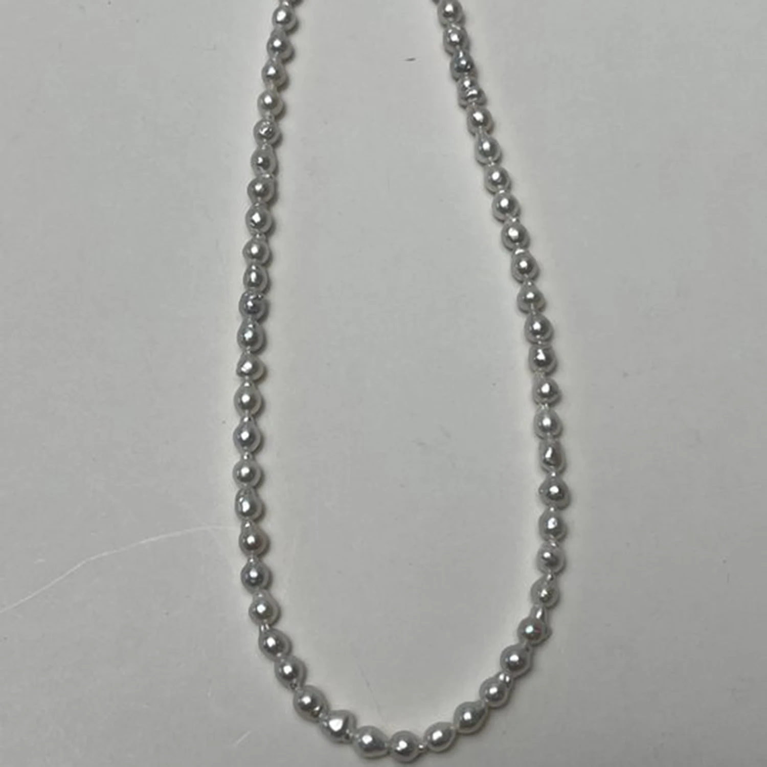 3-4mm Natural Pearl Round Shape Freshwater White Necklace Semi-Finished Baroque DIY Materials  Accessories Wholesale Jewelry