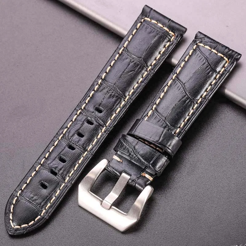 7 Farben Echtleder-Uhrenarmbänder für Panerai-Uhrenarmband 20 mm 22 mm 24 mm dicker Gürtelzubehör