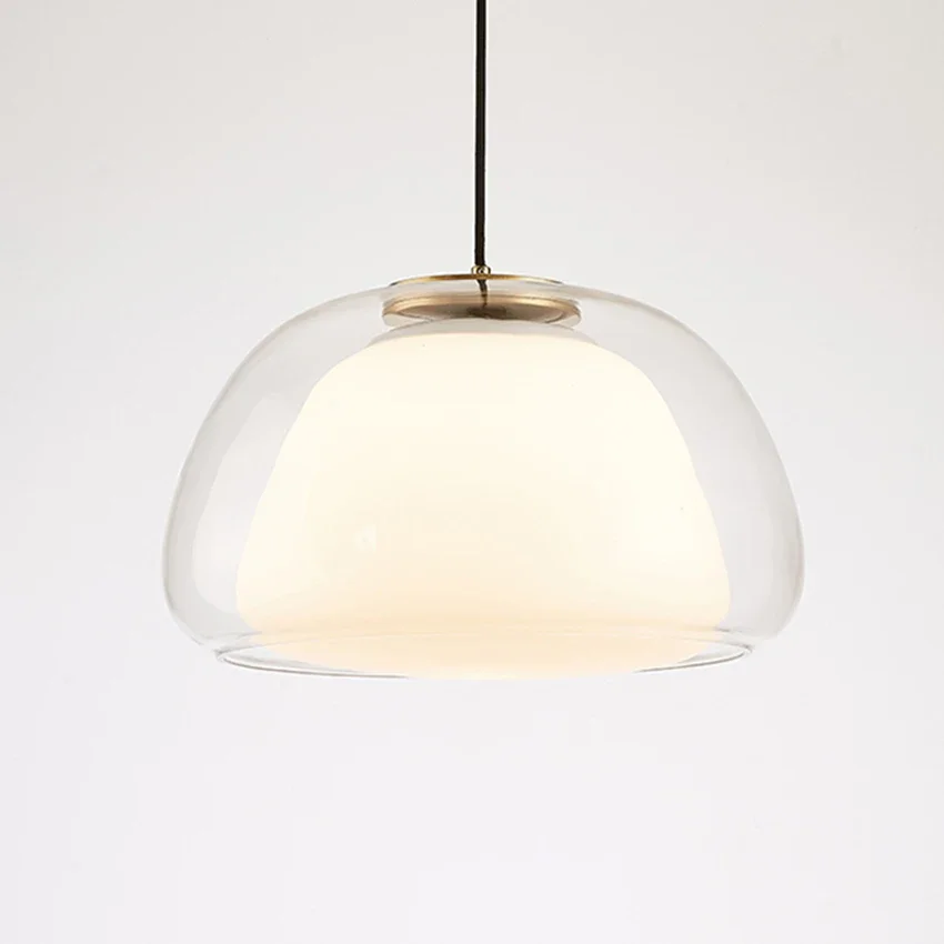 Nordic Design Glazen Hanglamp voor Eenvoudige Woonkamer Eetkamer Slaapkamer Dubbele Glazen Hangende Verlichting Binnenverlichting Armatuur