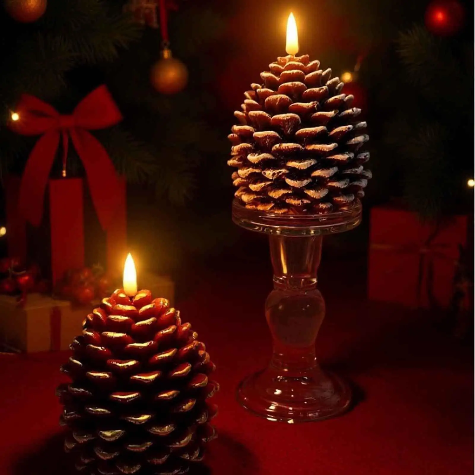 Velas de pinha sem chama, velas led de pinha, cera falsa para natal, lareira, janela, sala de estar, mesa, quarto