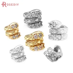 10PCS 5MM 7MM 18K Gold Color Brass Zircon Snake Bracelets Beads Spacer Beads High Quality Jewelry Accessories Making Materials