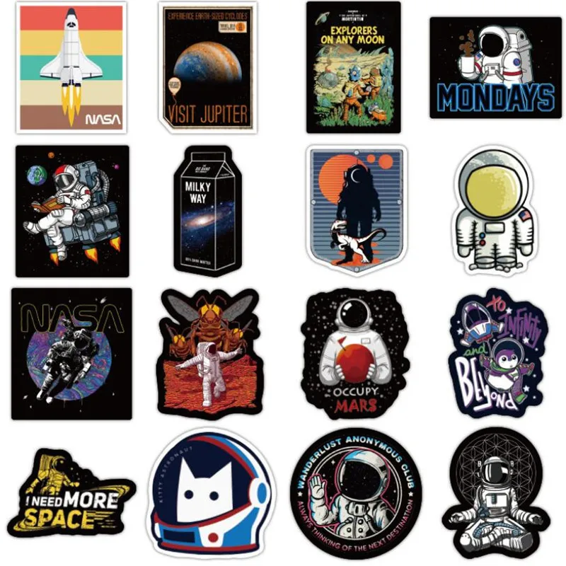 50PCS Creative Space Exploration Astronaut American Drama Cartoon Graffiti Car Luggage Laptop Guitar Waterproof Sticker