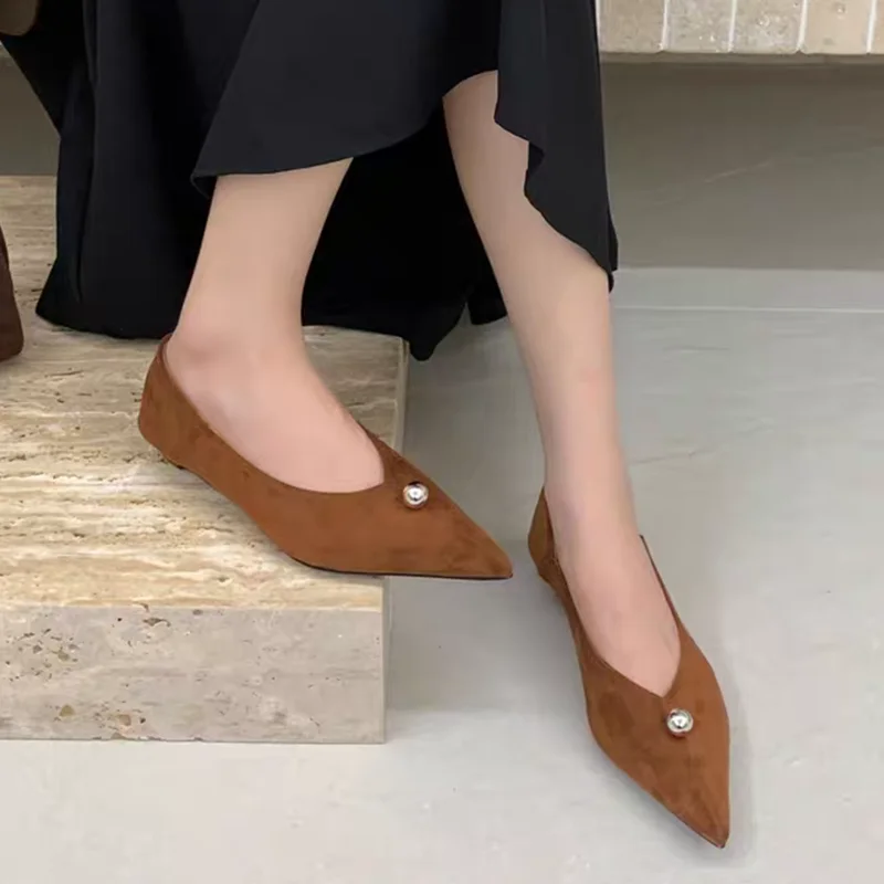 أنيقة أشار تو أحذية نسائية الشقق أحذية فاخرة للمرأة الصنادل الضحلة 2025 الخريف فساتين راقية حفلة جديدة Mujer Zapatos