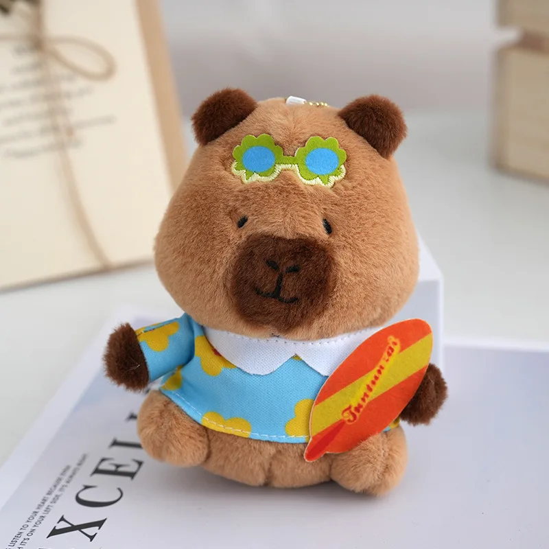 13 centimetri Carino Capibara Animale Hawaii Vestito Capibara Peluche Portachiavi Giocattoli Capibara mal di pesce Ciondolo Bambole Portachiavi Regali