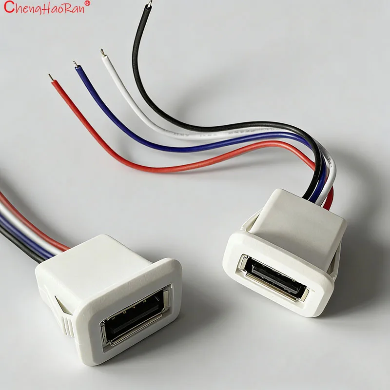 2PCS 2,0 USB Buchse A-typ Mit Draht Weibliche Kopf Lade Port Wasserdichte Buchse 2,0 Direkt Spannung geändert Steckdose
