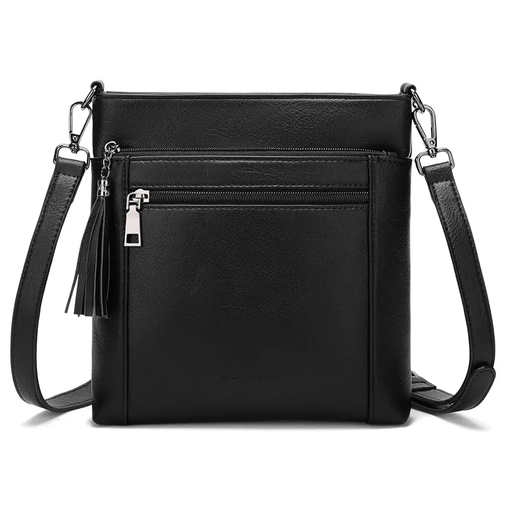 Crossbody Bags for Women, Multi Pocket Casual Crossbody Bag, Leather Purse for Women, Shoulder Handbag with Tassel
