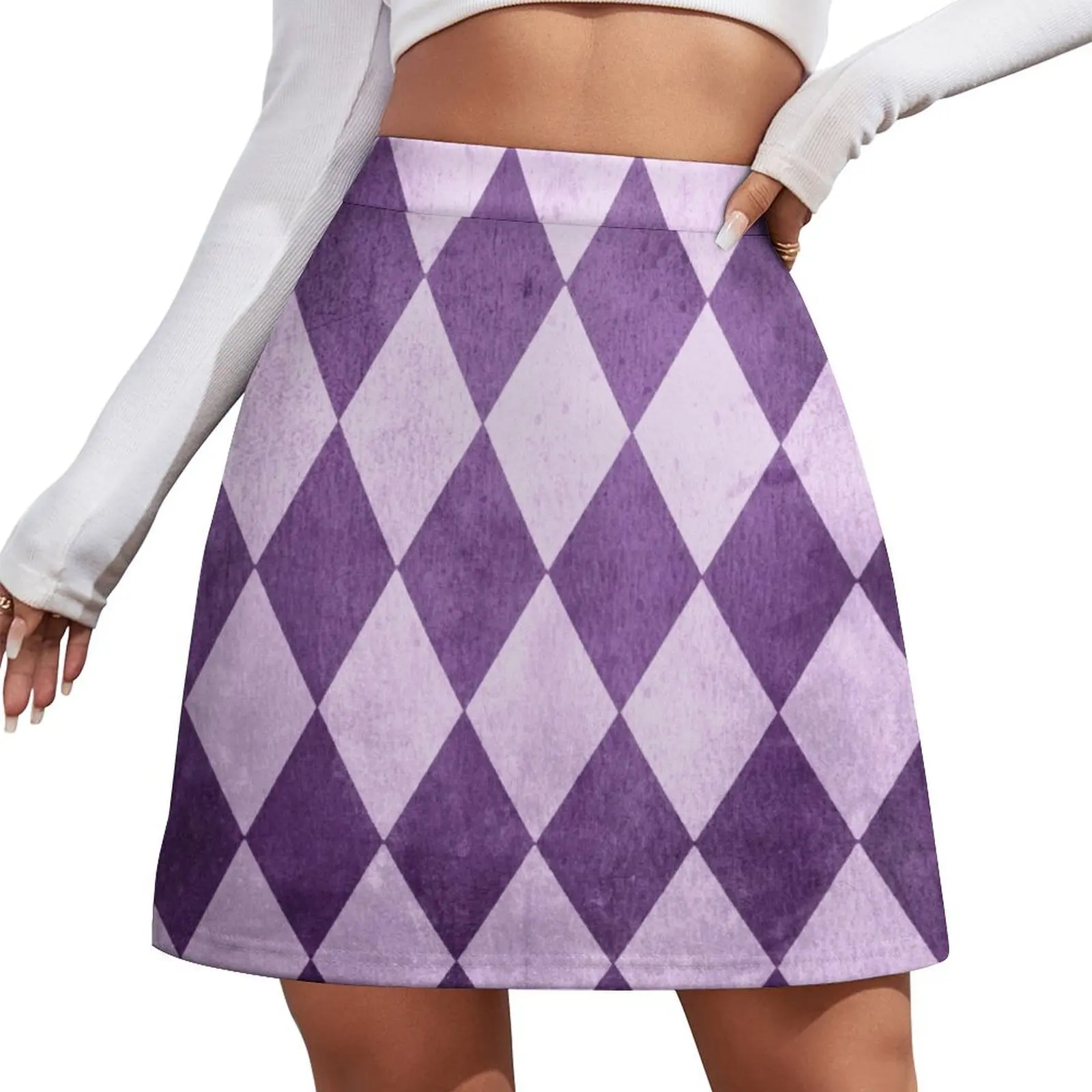 

Light Purple Harlequin Grunge Mini Skirt skirts for womens 2026 women's summer dress 2026 summer clothes