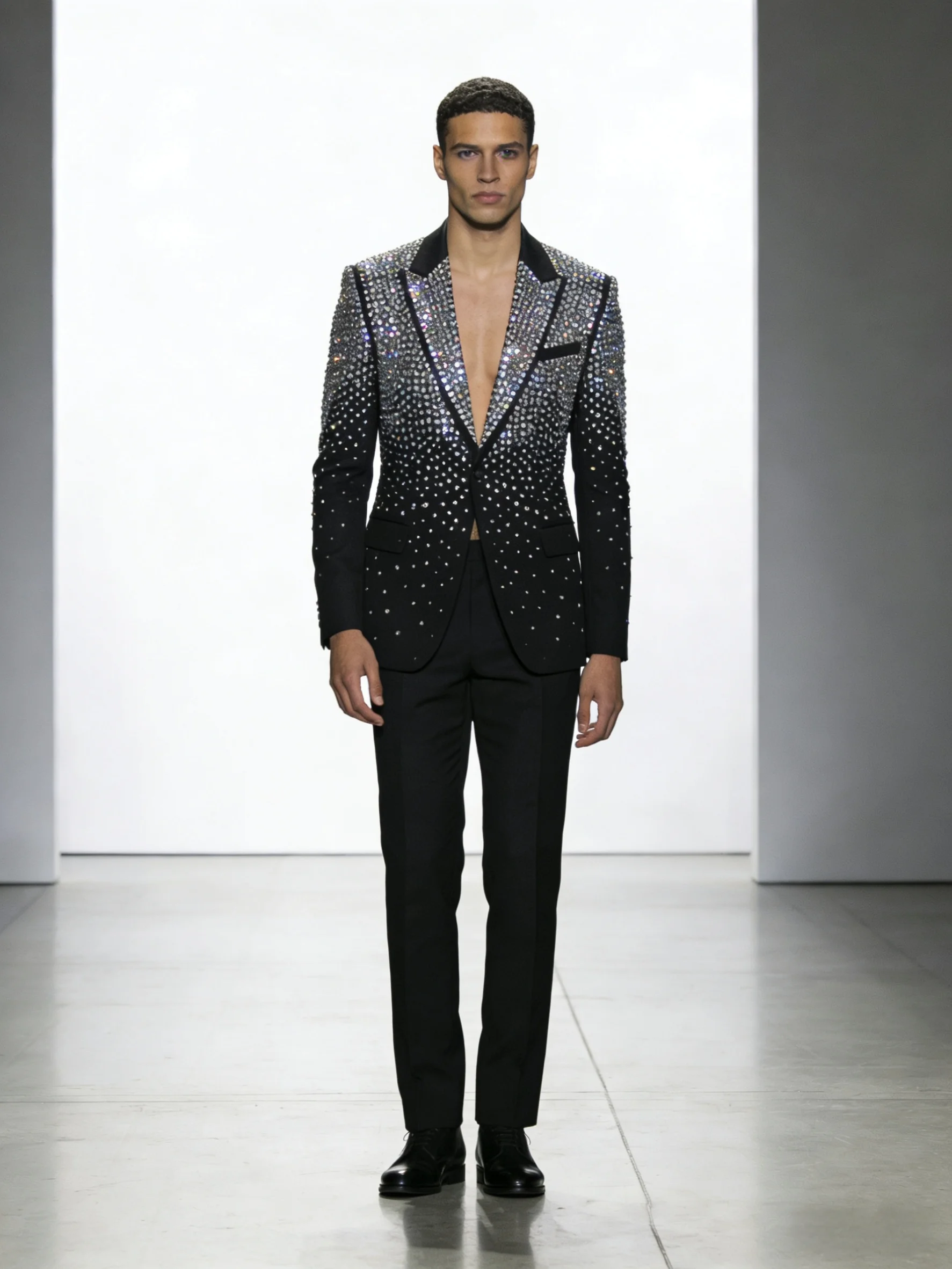 

Дизайнерский черный мужской костюм-двойка (пиджак + брюки) с роскошными камнями для свадьбы, торжественных мероприятий, офиса, деловых встреч, жакет для жениха