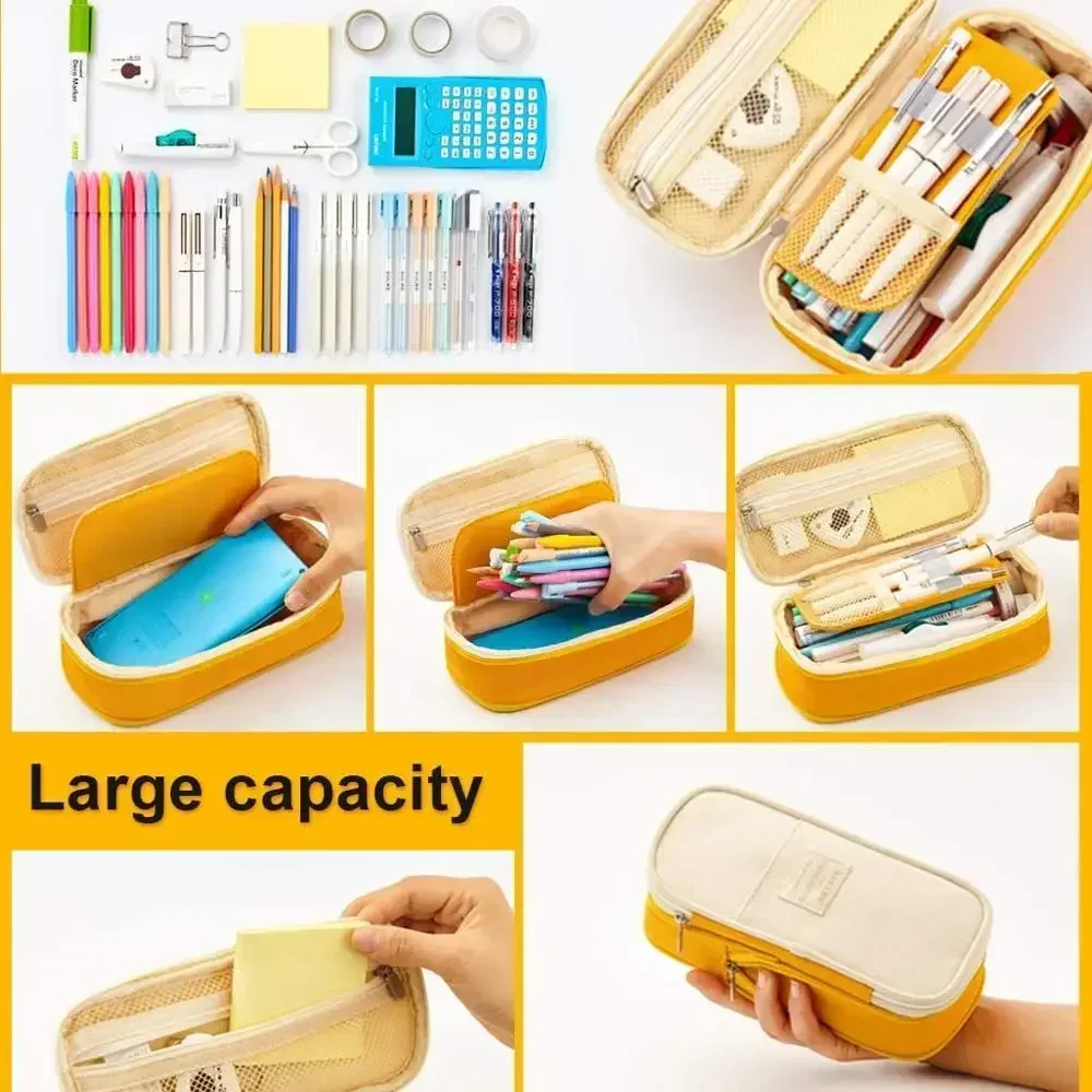 Imagem -04 - Kawaii Large Capacidade Pencil Case Material Escolar Pen Storage Bolsa Box Pouch Estudantes Crianças Crianças