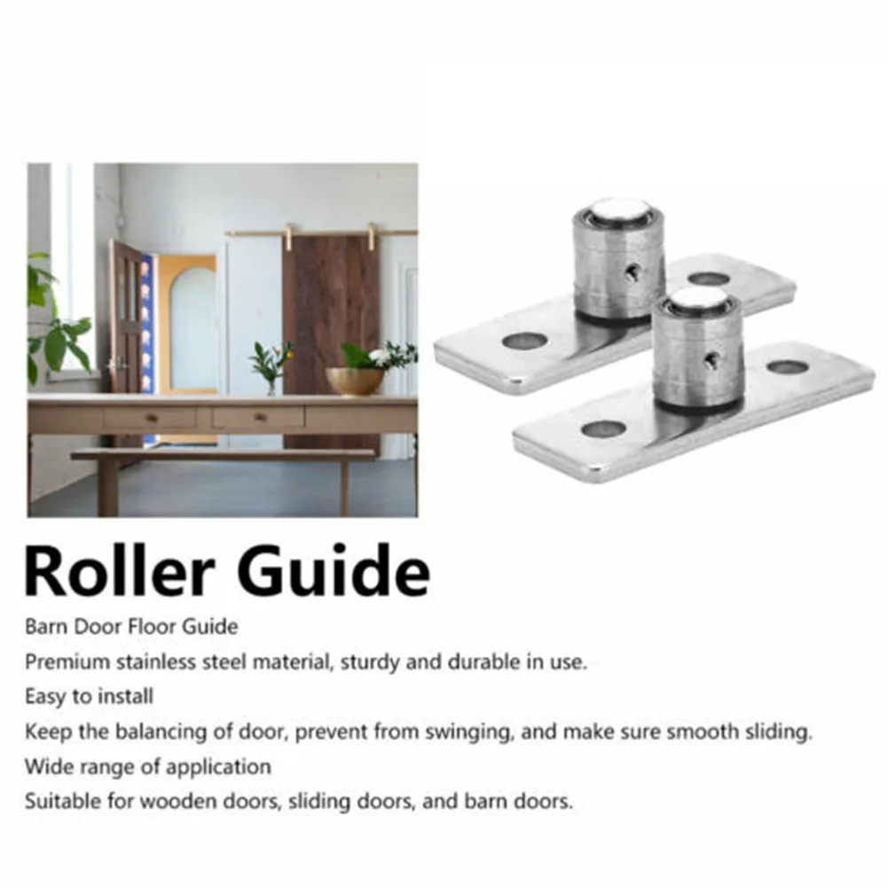 Rust resistant Stainless Steel Barn Door Flat Stay Roller Guide, Smooth Sliding, Noise free, Long lasting Performance