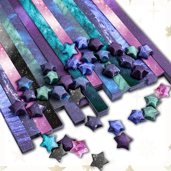 136 dış uzay gökyüzü Origami yıldız kağıt şanslı Kawaii yıldız 8 farklı tasarımlar dekorasyon katlanır kağıt Origami sanat işçiliği