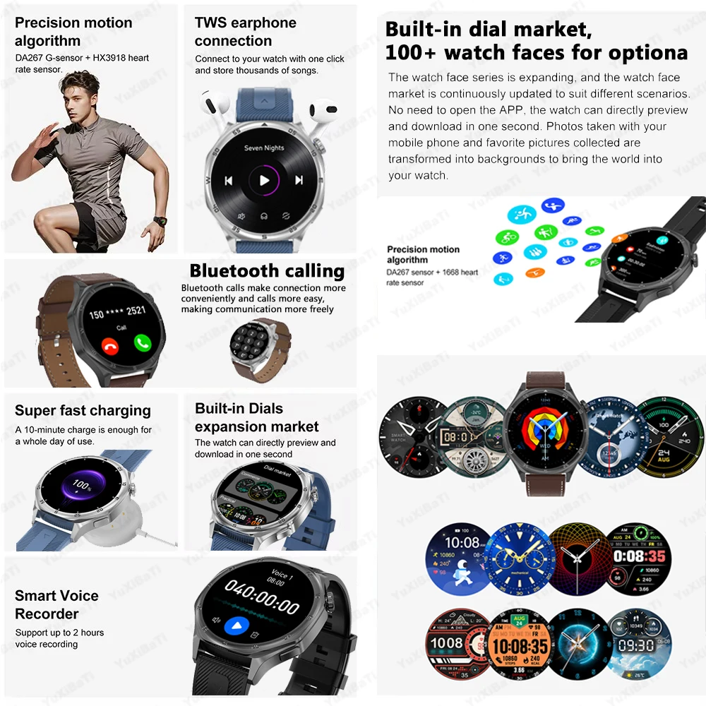 2024 New For Huawei Watch GT5 Pro Smart Watch Men HD AMOLED 32Gb Memory Music 3D Surround Bluetooth Call NFC Smartwatch Woman