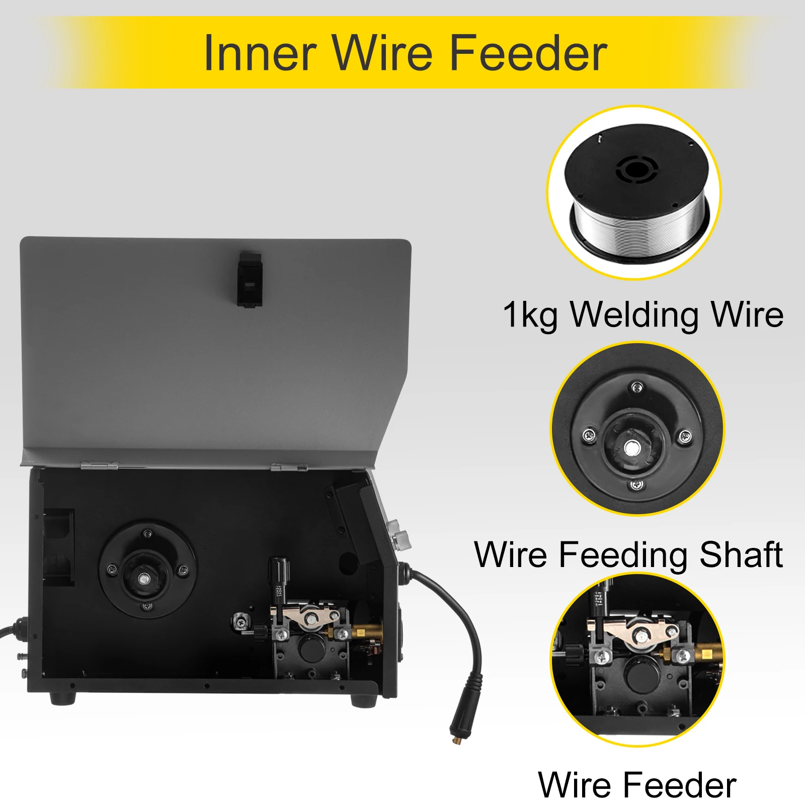 VEVOR 200A MIG Welder Flux Core TIG MMA saldatrice semiautomatica MIG-200A strumento di fabbricazione per riparazione di metalli in acciaio alluminio 6 in 1