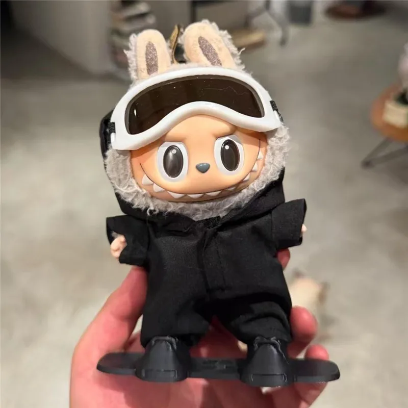 15 17 سنتيمتر ل Labubu دمية الرياضة في الهواء الطلق على الجليد خمر خندق الزي الملابس الليزر سترة واقية معطف سكيت مجلس الملابس