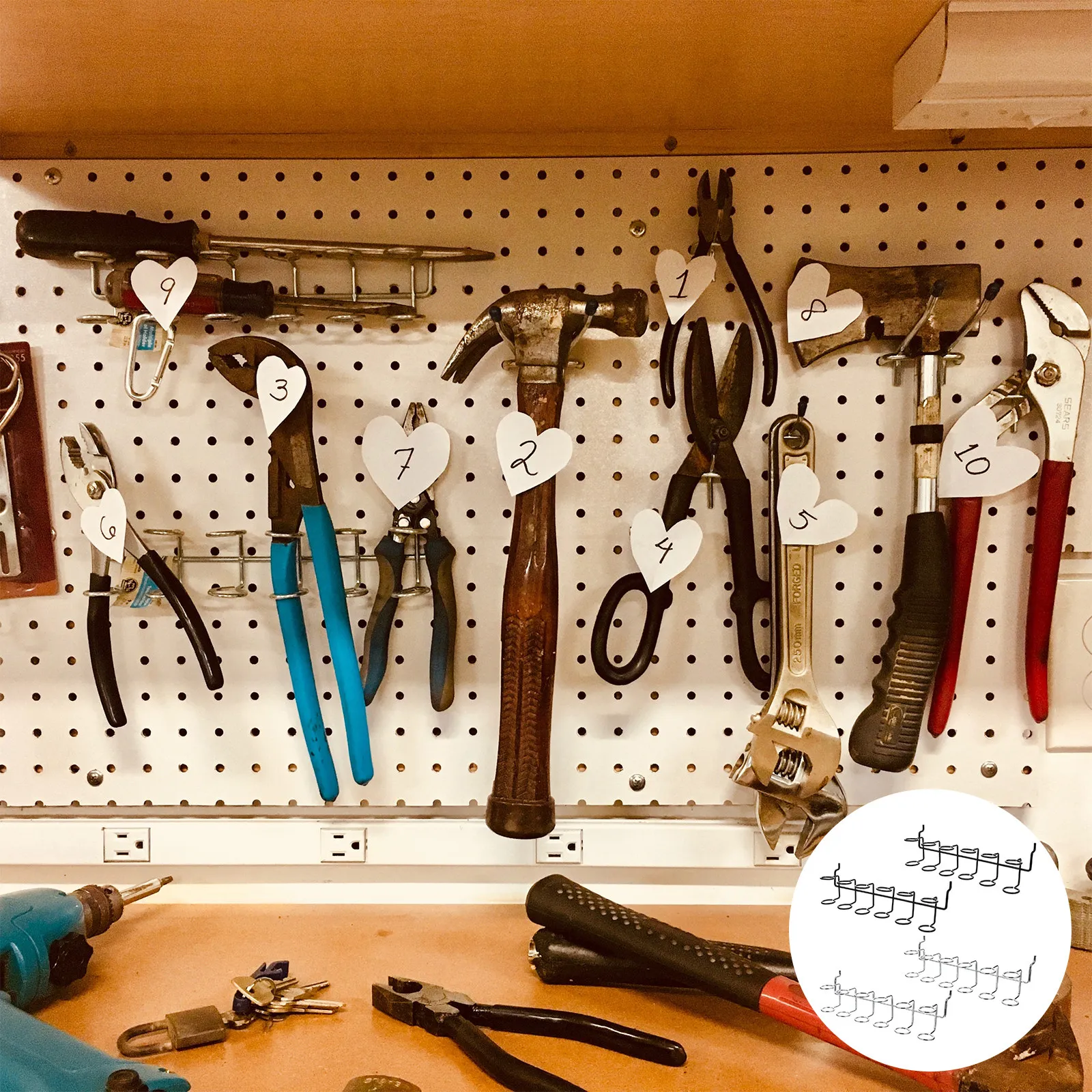 4Pcs Premium Stainless Steel Pegboard Screwdriver Organizer Heavy Duty Tool Holder for Workshop Garage Home Use Multi-Ring Hand