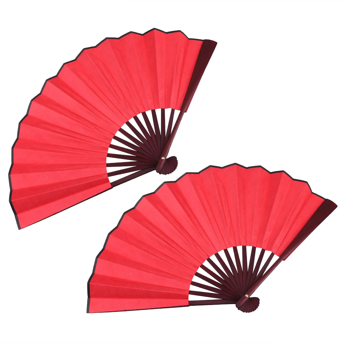 

2Pcs 8 Inch Blank Folding Fans Handheld Fabric Fans Chinese Style Portable Heat Cooling Fan for Dance Wall Decor Gift Red