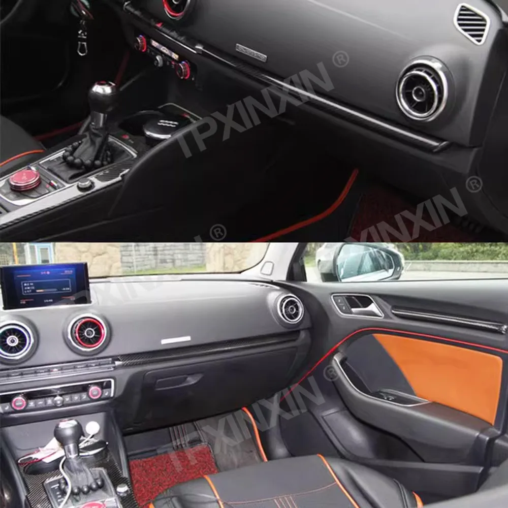Car Accessories For Audi 2014-2020 Carbon fiber interior central control panel decorative strip Auto modification parts