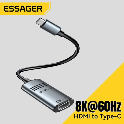 Adaptador Essager Compatible con HDMI a USB tipo C 8K @ 60Hz 4K @ 120Hz/144Hz para iPhone PC MacBook Pro Air iPad Compatible con SamsungHDMI C