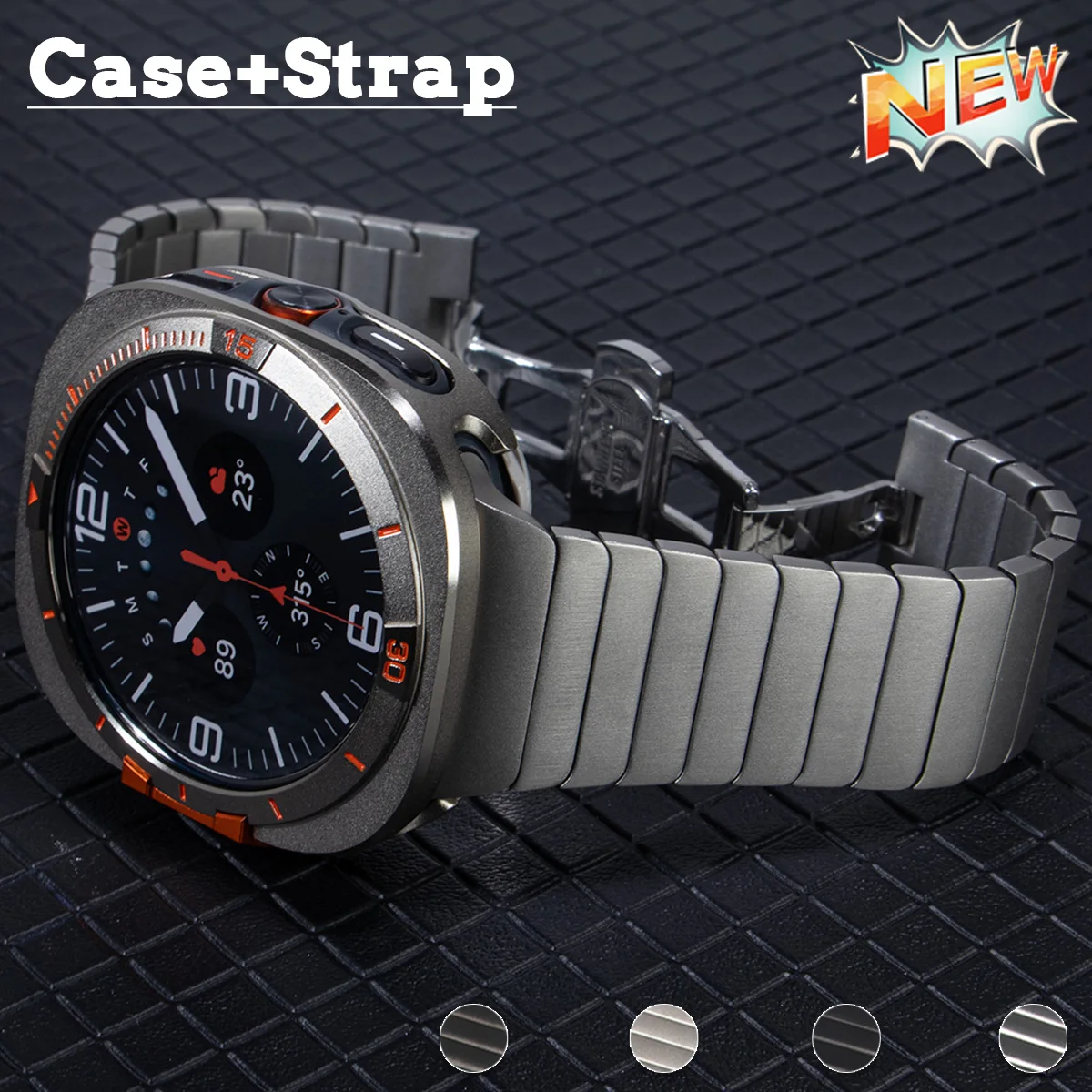 

For Samsung Galaxy Case+Strap Watch Ultra 2025 47mm Alloy+PC Hard Cover Stainless Steel Strap Metal Bracelet Replacement Band