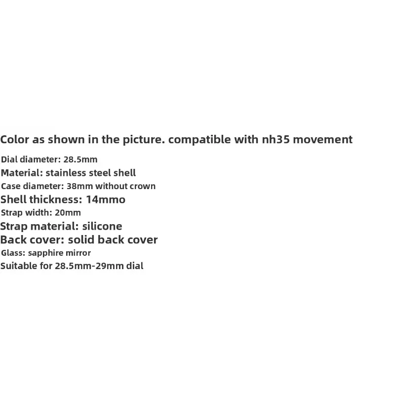 38MM Men's Watch Case for NH35 Movement Brushed Orange Silicone Strap Sapphire Mirror