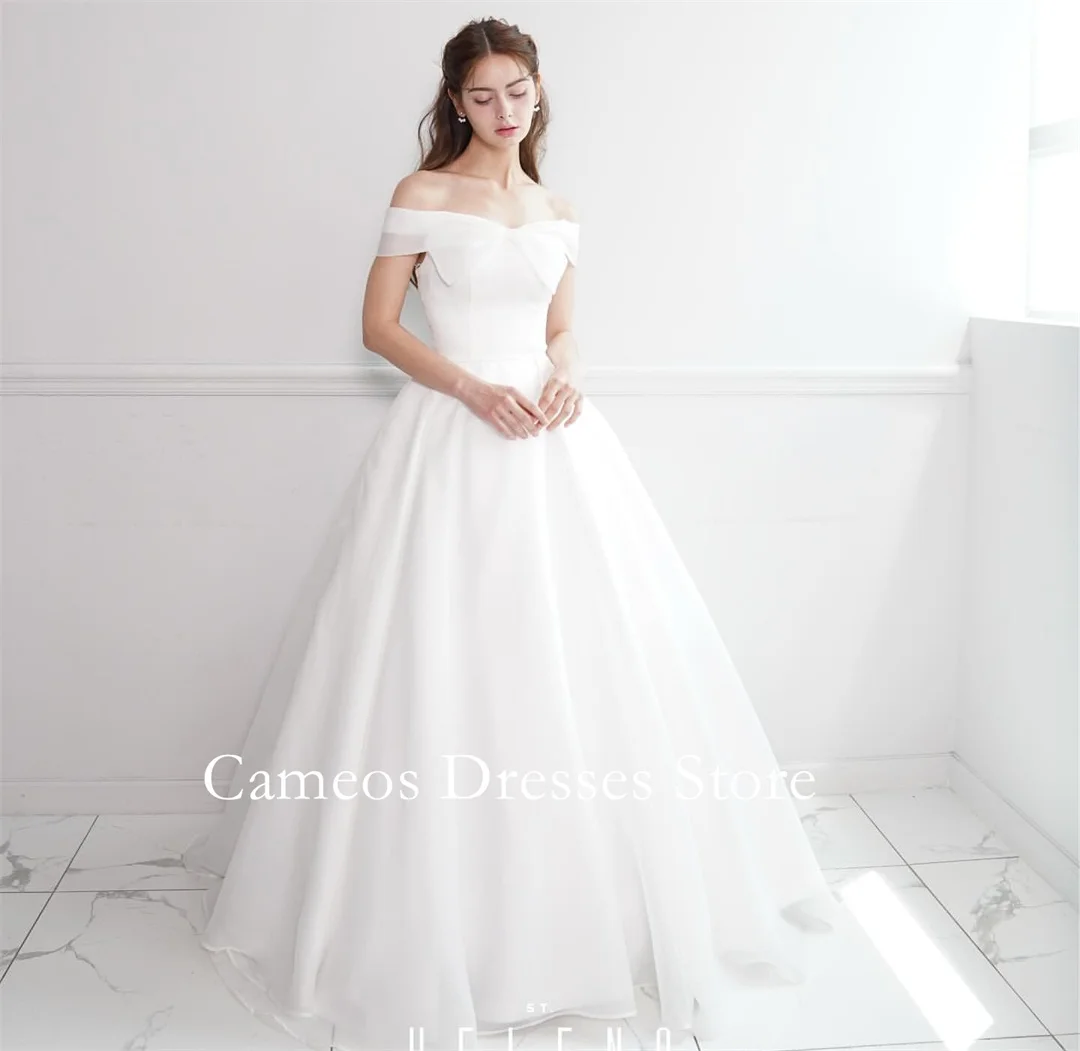 

SONDR индивидуальные свадебные платья трапециевидной формы с открытыми плечами из органзы с короткими рукавами и корсетом, платья невесты, женские свадебные платья