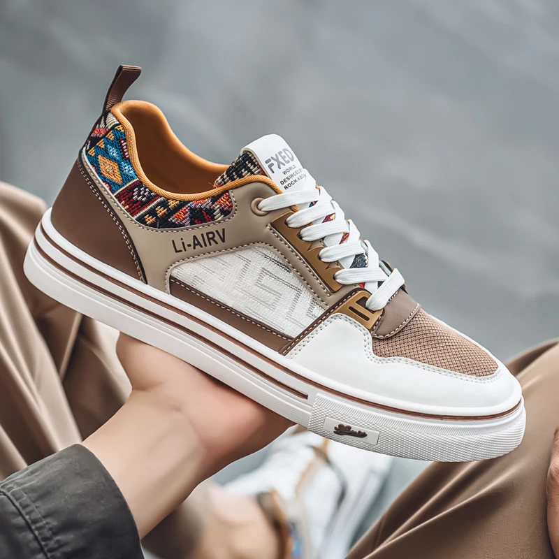 

2025 новые трендовые модные сетчатые дышащие качественные нишевые модные туфли для досок, простая повседневная обувь с низким берцем на толстой подошве для мужчин