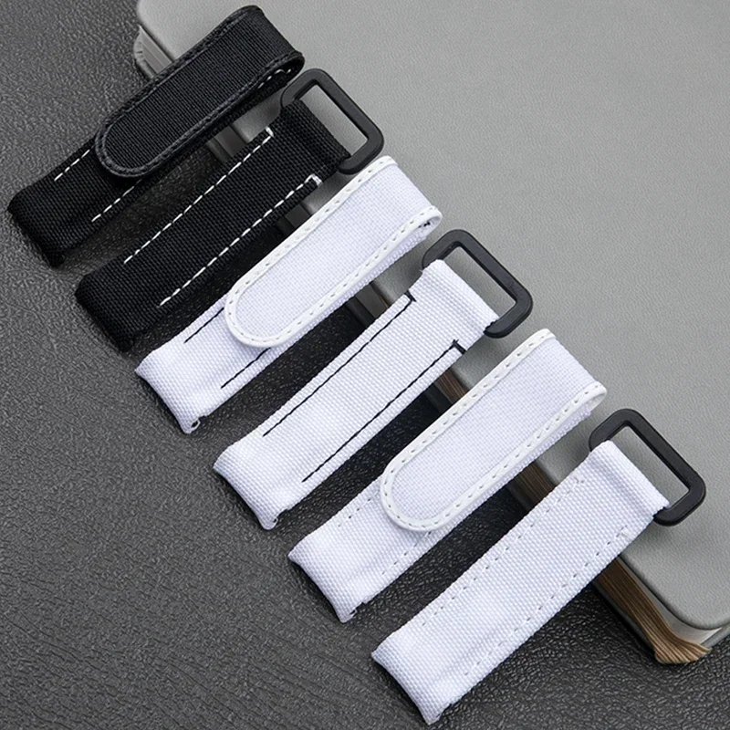 20mm Two Spring Bar Curved End Adjustable Nylon Fabric Leather Watch Band For Rolex Strap DAYTONA SUBMARINER diw Wristband