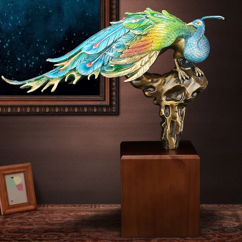 Wealth and Glory All Copper Peacock Decoration Wedding Living Room