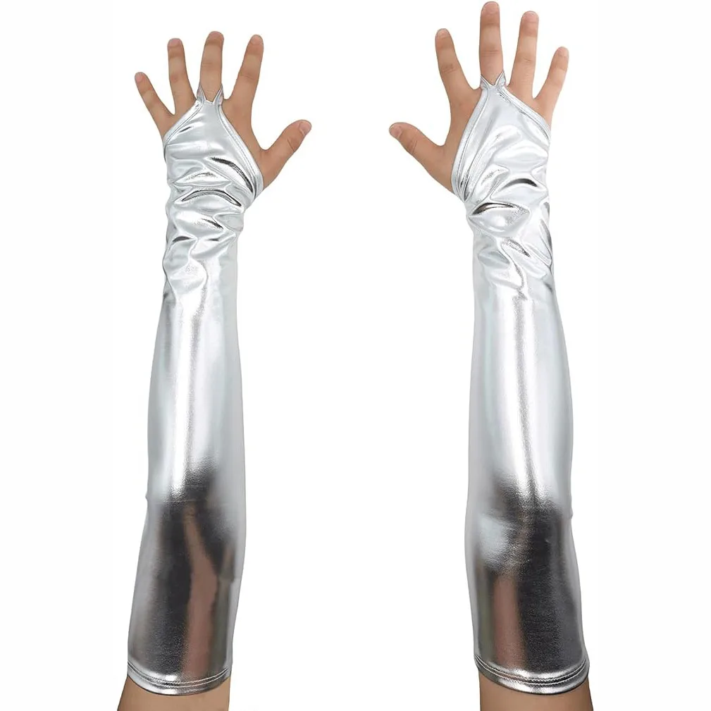 Shiny Men\'s and Women\'s Metallic Costume Wet Look Gloves 19\